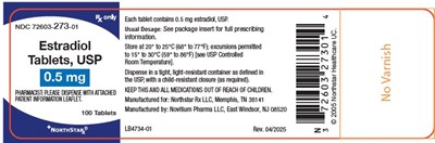Estradiol Tablets Usp 0.5mg 100 Ndc72603-273-01 (Estradiol Tablets Usp 0.5mg 100)